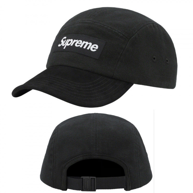 Supreme Black 5-Panel Box Logo Camp Cap with Plastic Buckle