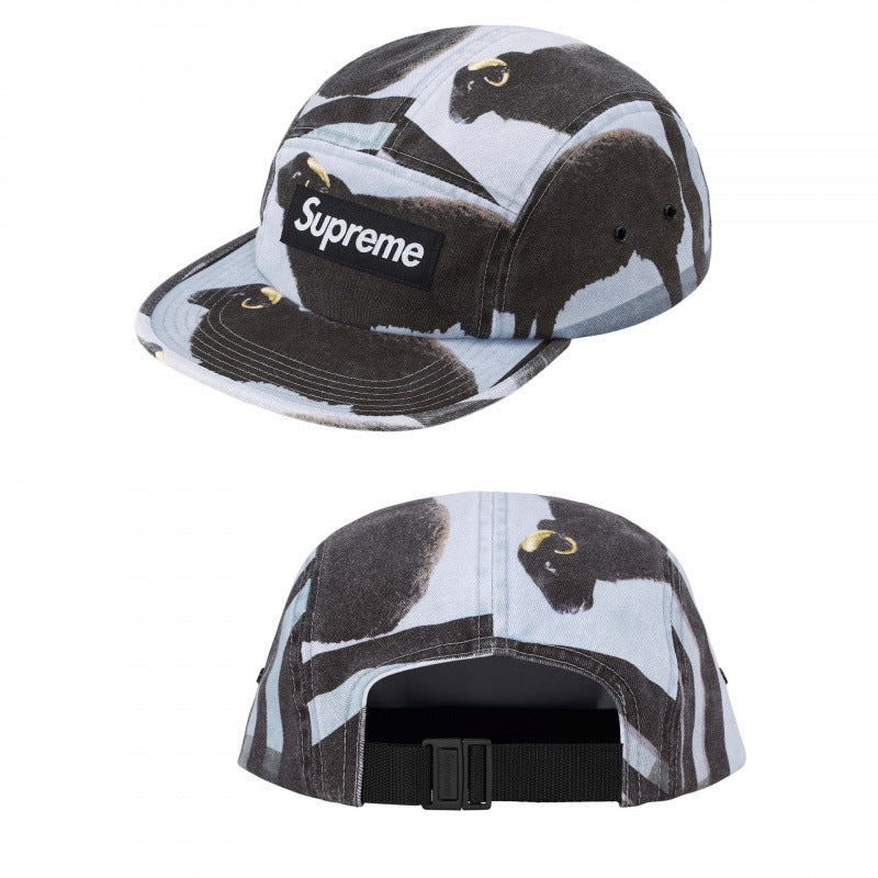Supreme Light Blue Ram Print 5-Panel Black Box Logo Camp Cap