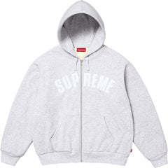 Supreme Arch Logo Zip-Up Hooded Sweatshirt - Heather Grey