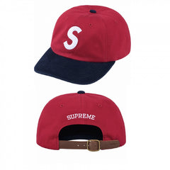 Supreme Red and Navy S Logo 6-Panel Dad Hat