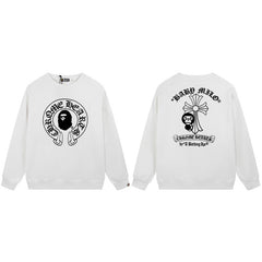 BAPE Black White Graphic Logo Crewneck Sweatshirt