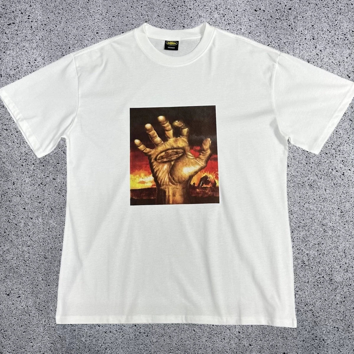 Corteiz Fiery Hand Graphic Tee – White