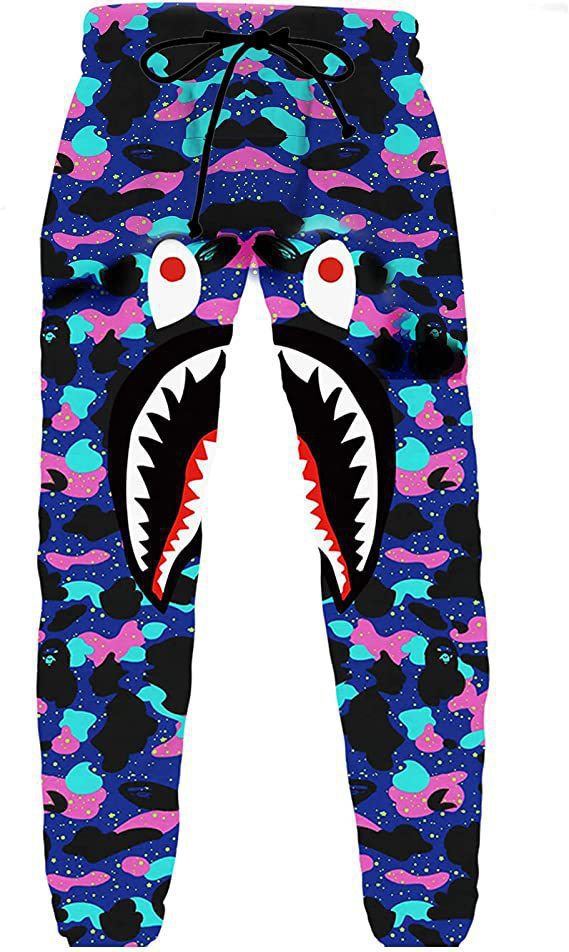 BAPE Shark Head Pants 3D Printed Casual Loose Men's and Women's Sports Casual Sanitary Pants Order Light Mature Casual Mid Waist (14)