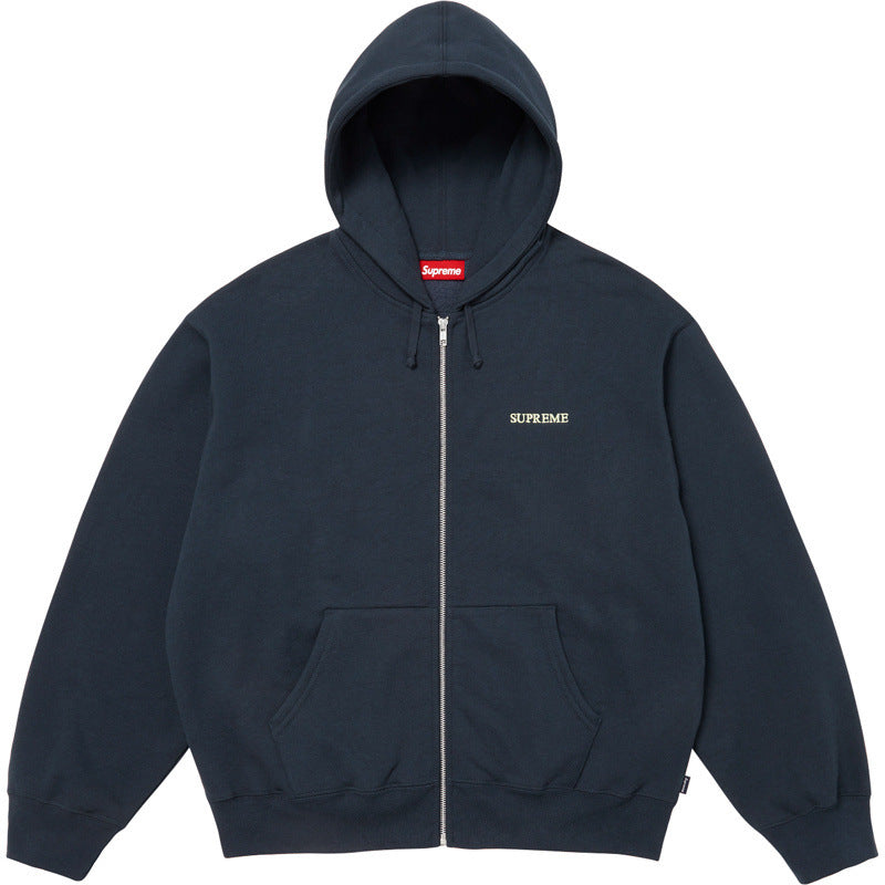 Supreme Small Box Logo Hooded Zip-Up Sweatshirt - Navy