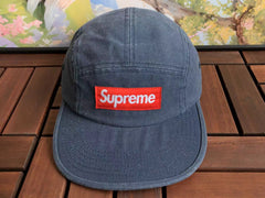 Supreme Dark Grey Canvas Box Logo 5-Panel Camp Cap