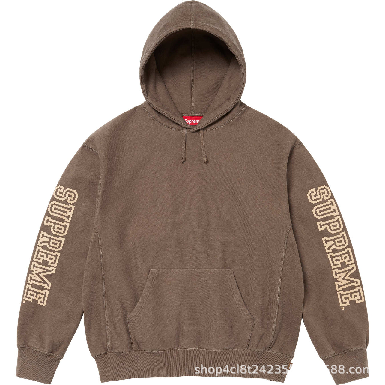 Supreme Sleeve Logo Hooded Sweatshirt - Brown