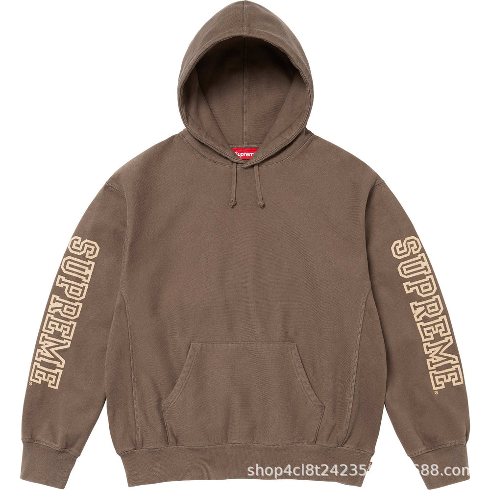 Supreme Sleeve Logo Hooded Sweatshirt - Brown