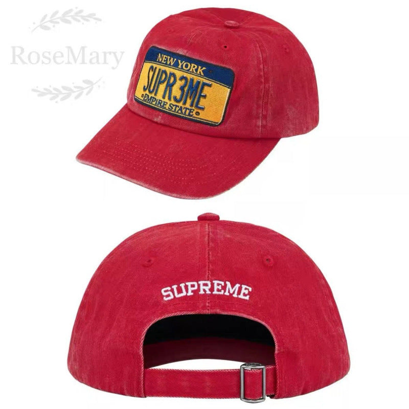 Supreme Red New York License Plate 6-Panel Dad Hat