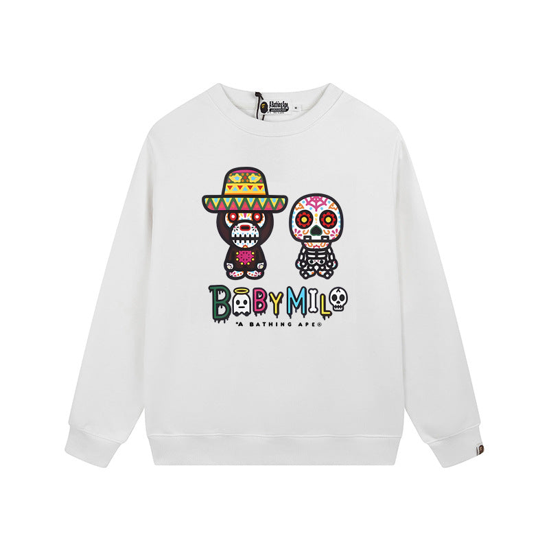 BAPE Colorful Skull Graphic Crewneck Sweatshirt Black