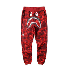 BAPE Red ABC Camo Shark Face Sweatpants