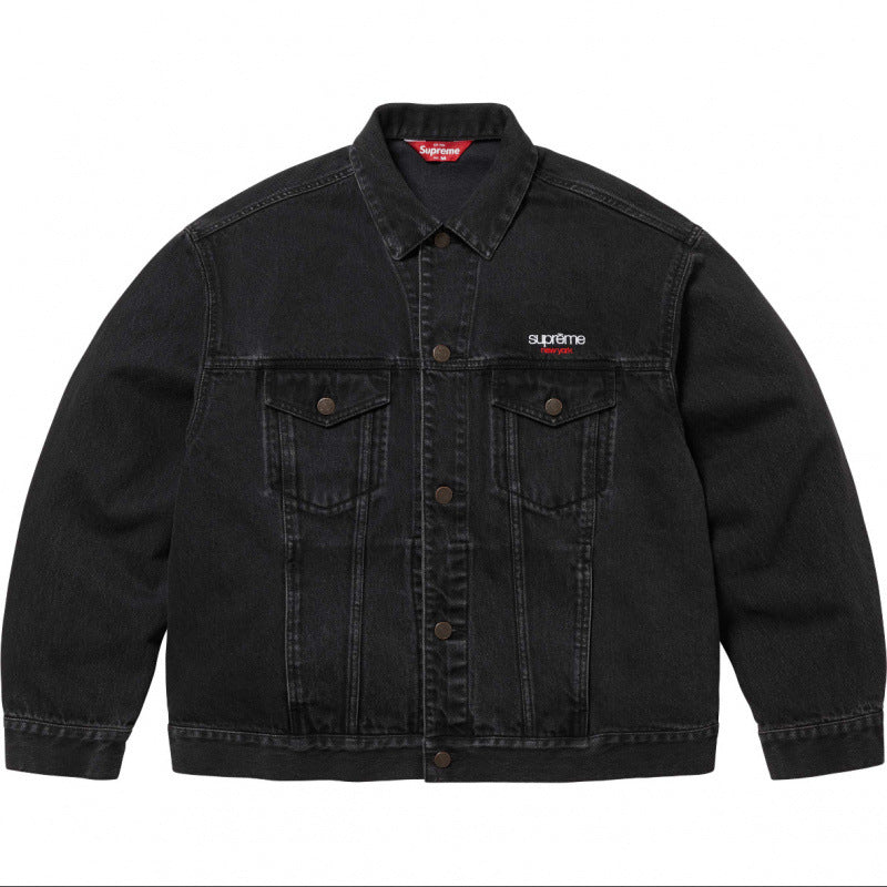 Supreme Small Box Logo Denim Trucker Jacket - Washed Black