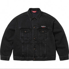Supreme Small Box Logo Denim Trucker Jacket - Washed Black