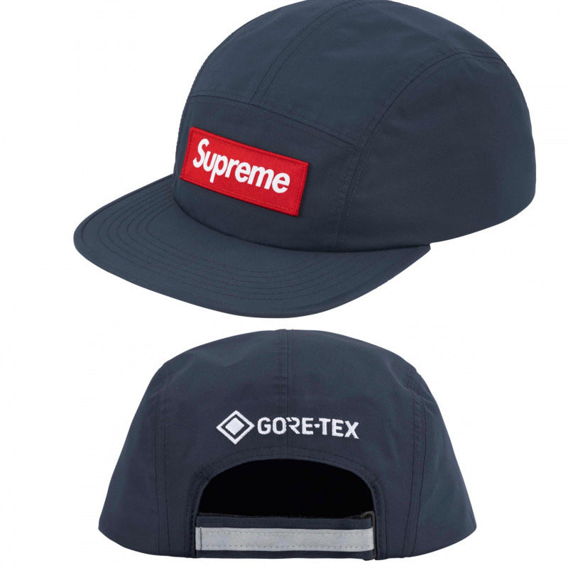 Supreme GORE-TEX Navy Blue 5-Panel Red Box Logo Camp Cap