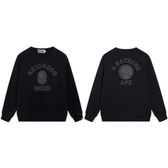 BAPE Neighborhood Ape Logo Graphic Crewneck Sweatshirt