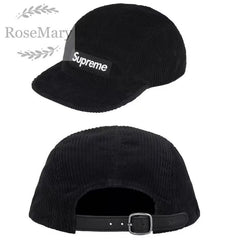 Supreme Black Corduroy 5-Panel Box Logo Camp Cap