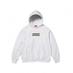 Supreme Box Logo Hooded Sweatshirt - Heather Grey / Leopard