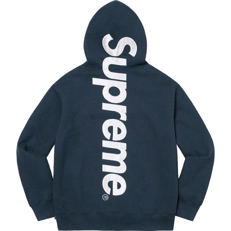Supreme Vertical Logo Hooded Sweatshirt – Navy / White