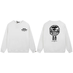 BAPE Black White Ape Logo Graphic Crewneck Sweatshirt