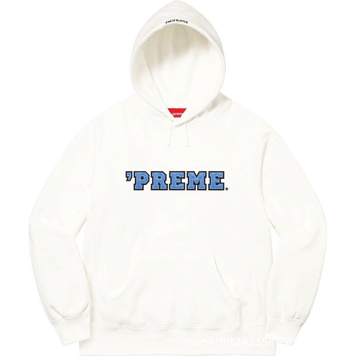 Supreme Cutout Logo Hooded Sweatshirt - White / Blue