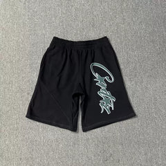 Corteiz Signature Script Logo Heavyweight Shorts black