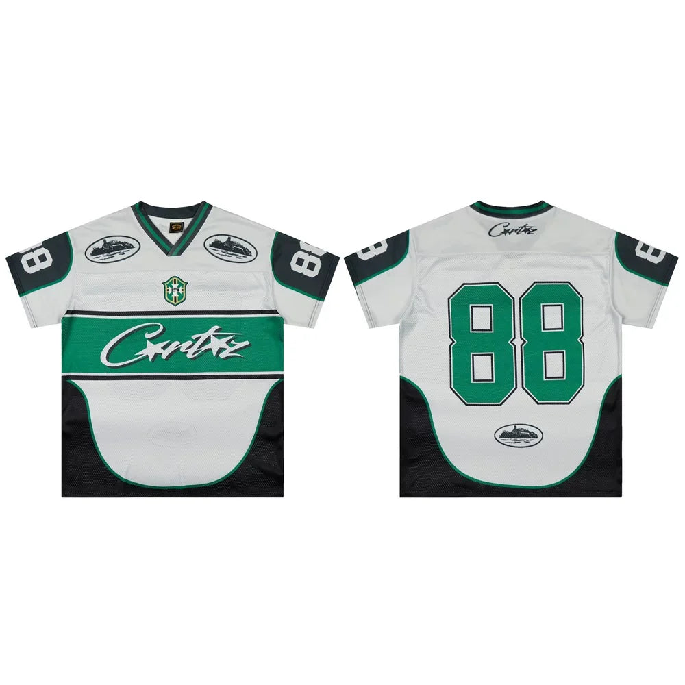Corteiz Number 88 Athletic Jersey T-Shirt - White/Green/Black