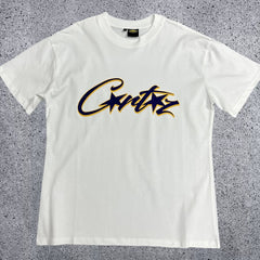 Classic Star-Logo Graphic Tee - White & Navy Streetwear T-Shirt