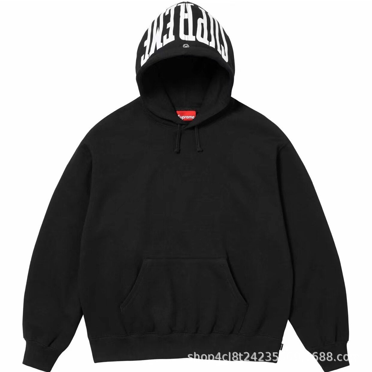 Supreme Hooded Sweatshirt with Hood Logo - Black