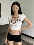 Women's Red Graphic Off-The-Shoulder Top
