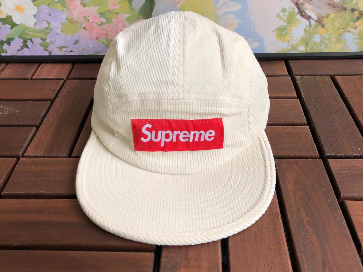 Supreme Natural Corduroy Box Logo 5-Panel Camp Cap