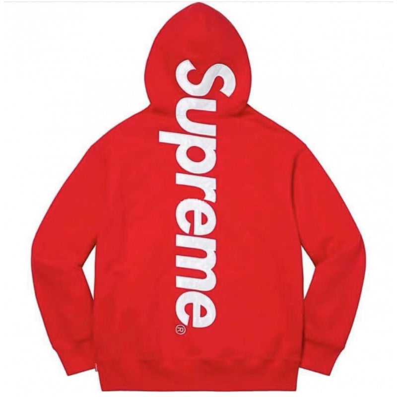 Supreme Vertical Logo Hooded Sweatshirt - Red