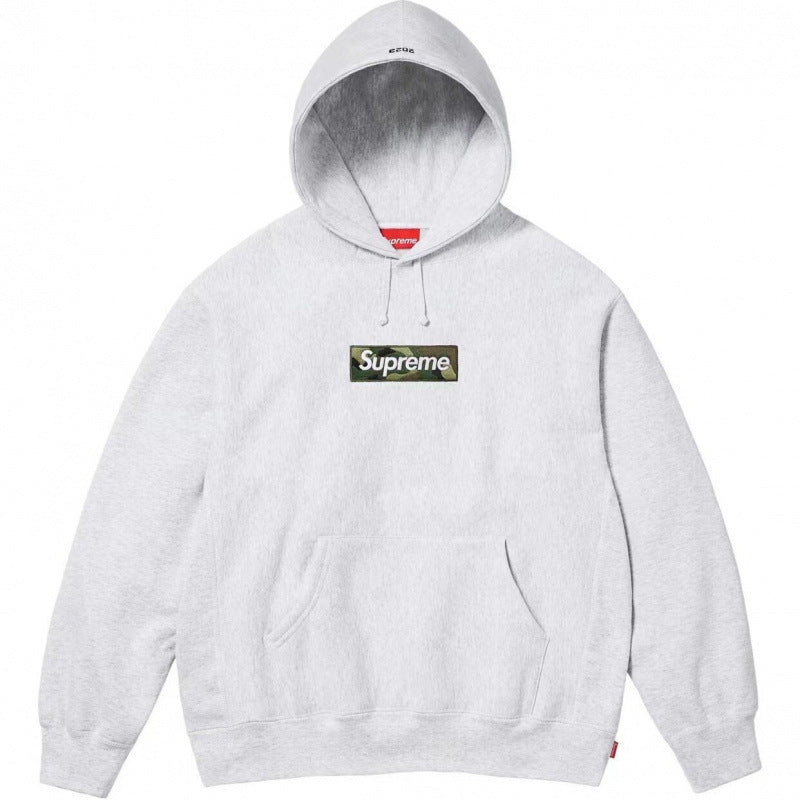 Supreme Box Logo Hooded Sweatshirt - Heather Grey / Woodland Camo