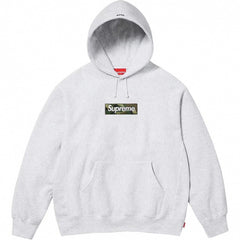 Supreme Box Logo Hooded Sweatshirt - Heather Grey / Woodland Camo