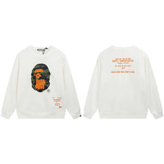 BAPE Orange Ape Graphic Crewneck Sweatshirt Black
