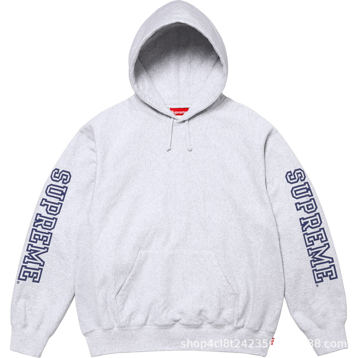 Supreme Sleeve Logo Hooded Sweatshirt - Heather Grey