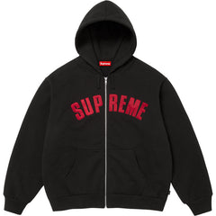 Supreme Arch Logo Zip-Up Hooded Sweatshirt - Black