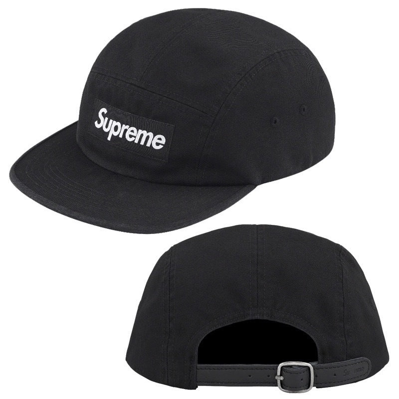 Supreme Black 5-Panel Box Logo Camp Cap with Leather Strap