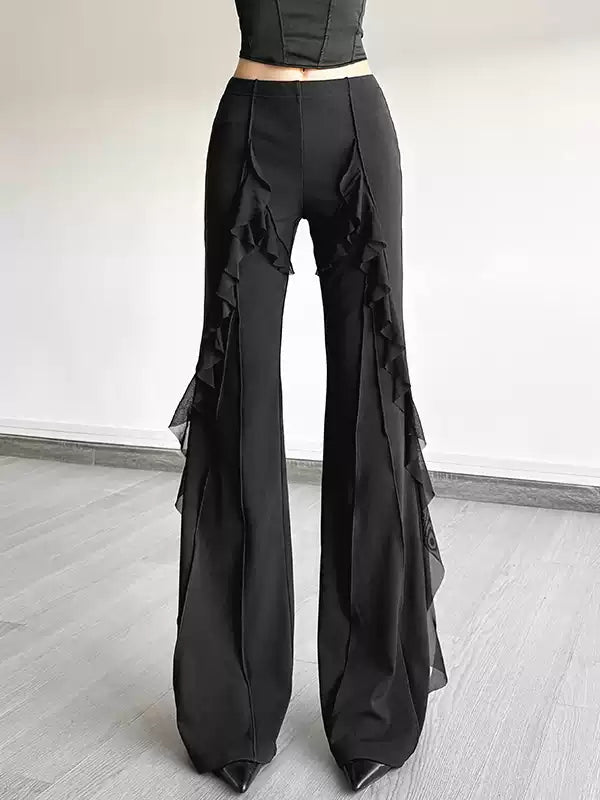 Sisjuly Retro-Modern Contrast Piping Flares
