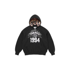 Supreme Paris 1994 Skull Hood Inner Print Full Zip Hoodie - Black