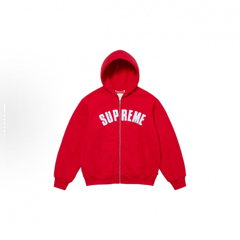 Supreme Arc Thermal Lined Zip Up Hooded Sweatshirt - Red