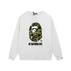 BAPE Green Camo Ape Head Graphic Crewneck Sweatshirt