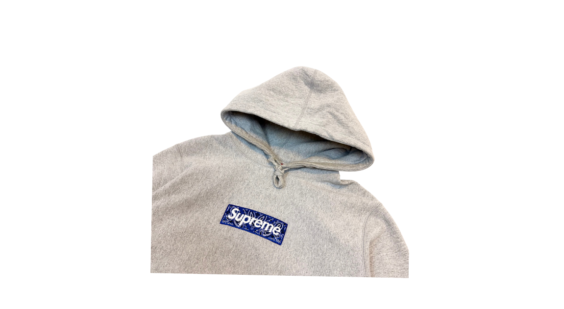 Supreme Bandana Box Logo Hoodie Heather Grey (FW19) (P)