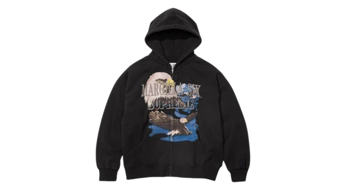 Supreme MM6 Maison Margiela Eagle Zip Up Hooded Sweatshirt Black