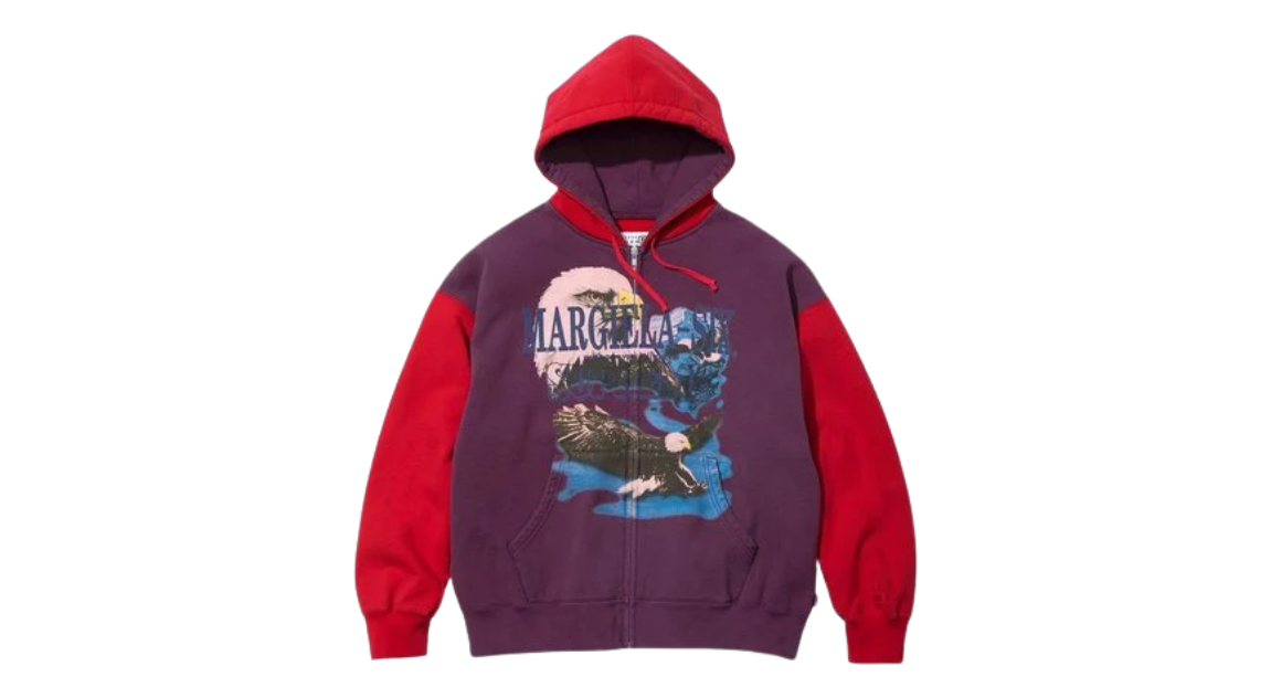 Supreme MM6 Maison Margiela Eagle Zip Up Hooded Sweatshirt Red/Navy
