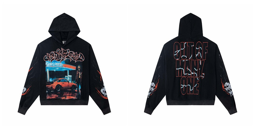 Vintage "Godspeed" Gas Station Car Oversized Hoodie