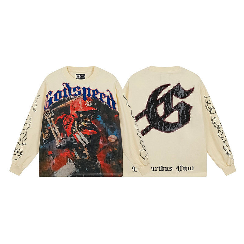 Godspeed "E Pluribus Unum" Baseball Batter Beige Long Sleeve Tee