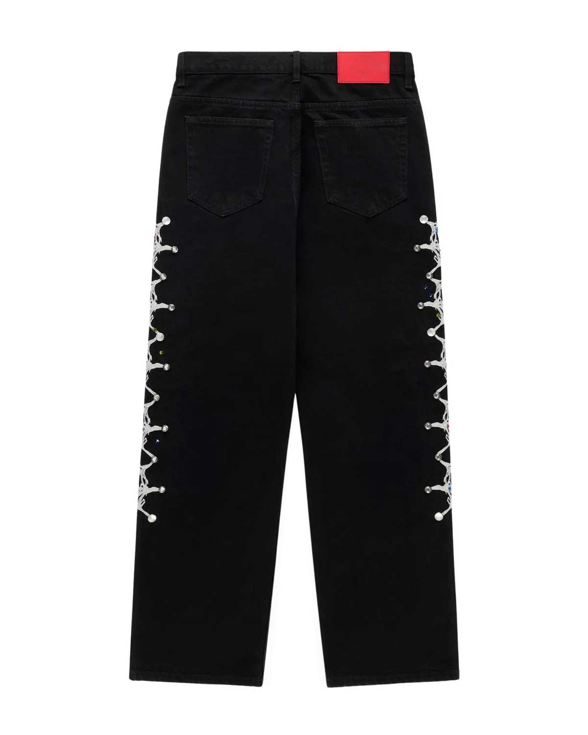 Sp5der Web Stone Denim Pants Black