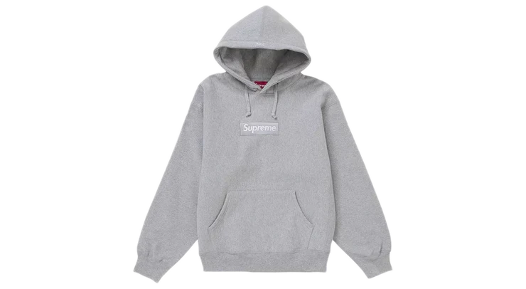 Supreme Box Logo Hoodie Heather Grey (FW24) (P)