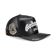 Godspeed Forever Black Leather Trucker Hat