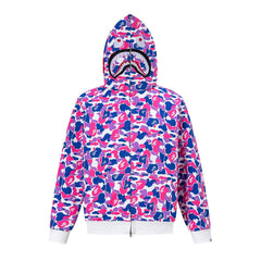 BAPE Shark Full Zip Camo Hoodie (Pink, Blue & White Multi-Camo)
