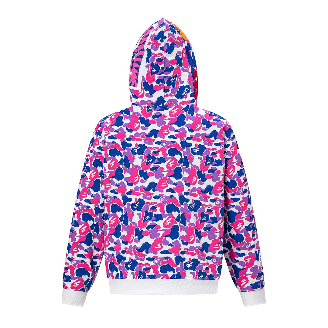 BAPE Shark Full Zip Camo Hoodie (Pink, Blue & White Multi-Camo)